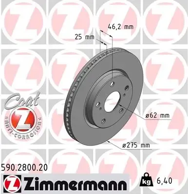Tarcza hamulcowa przednia 590280020 Zimmermann