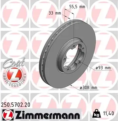 Tarcza hamulcowa przednia 250570220 Zimmermann