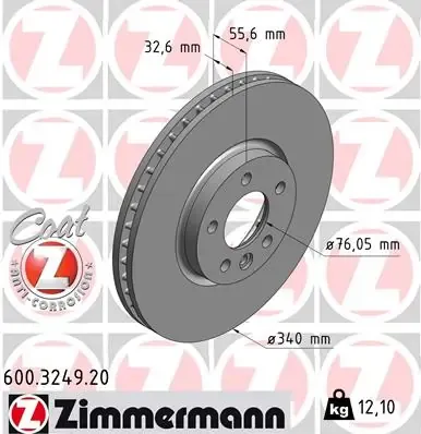 Tarcza hamulcowa przednia 600324920 Zimmermann