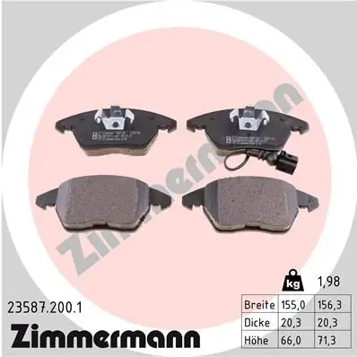 Klocki hamulcowe przednie tarczowe 235872001 Zimmermann