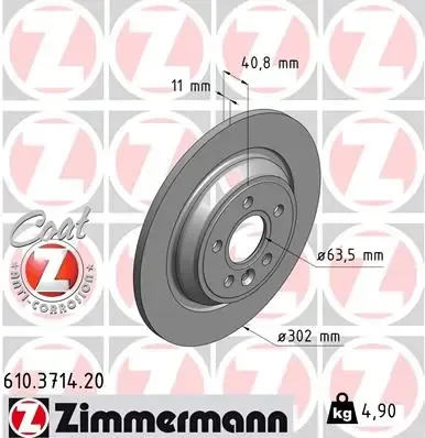 Tarcza hamulcowa tylna 610371420 Zimmermann