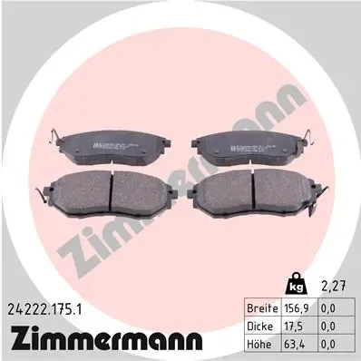 Klocki hamulcowe przednie tarczowe 242221751 Zimmermann