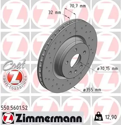 Tarcza hamulcowa przednia 550560152 Zimmermann