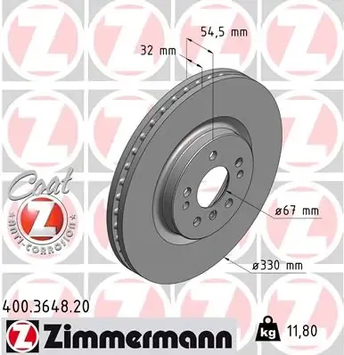 Tarcza hamulcowa przednia 400364820 Zimmermann