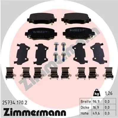 Okładziny (klocki) do hamulców tarczowych tylne 257341702 Zimmermann