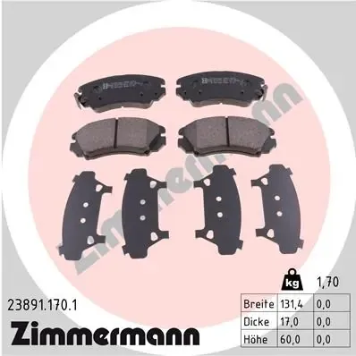 Klocki hamulcowe przednie tarczowe 238911701 Zimmermann
