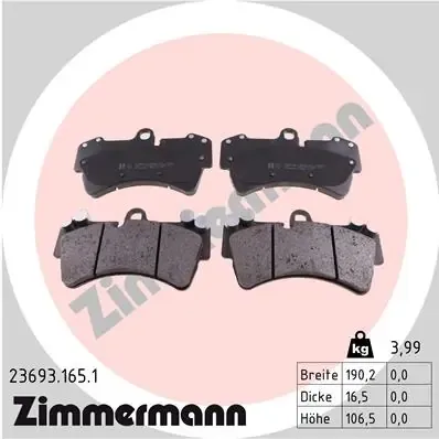 Klocki hamulcowe przednie tarczowe 236931651 Zimmermann