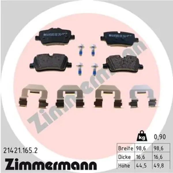 214211652 Zimmermann okładziny (klocki do hamulców tarczowych tylne)