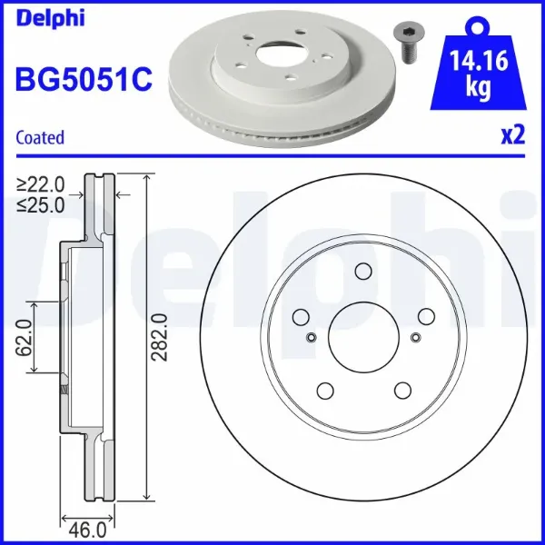 Tarcza hamulcowa przednia BG5051C Delphi