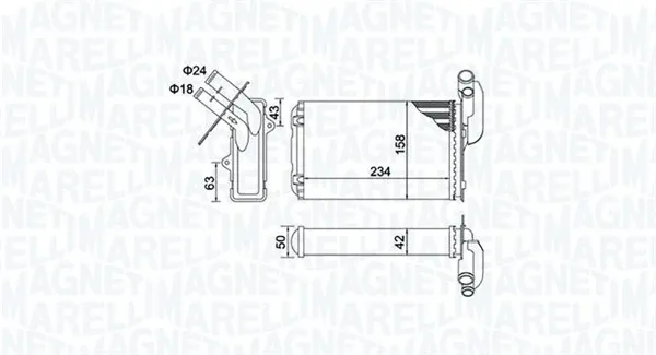 Chłodnica nagrzewnicy (ogrzewacza) 350218405000 Magneti Marelli