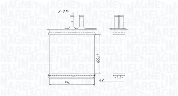 Chłodnica nagrzewnicy (ogrzewacza) 350218493000 Magneti Marelli