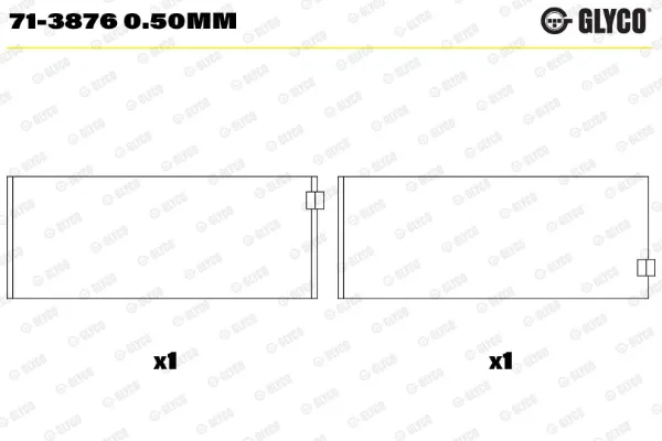 Panewki korbowodowe wału korbowego, zestaw, 2. naprawa (+0,50) 713876050MM Glyco