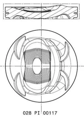Tłok, komplet na 1 cylinder, 2. naprawa (+0,50) 028PI00117002 Mahle Original
