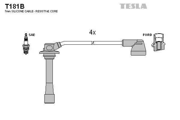 Zestaw przewodów wysokiego napięcia T181B Tesla