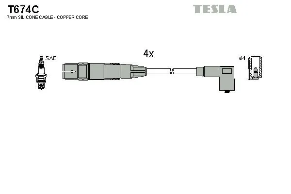 Zestaw przewodów wysokiego napięcia T674C Tesla