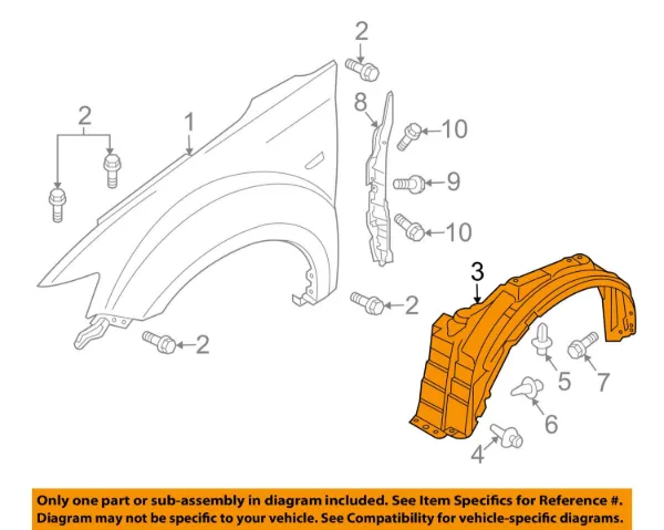 Nadkole błotnika przedniego lewe 5370A953 Mitsubishi