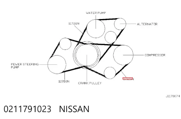 Pas napędowy mechanizmów 0211791023 Nissan/Infiniti
