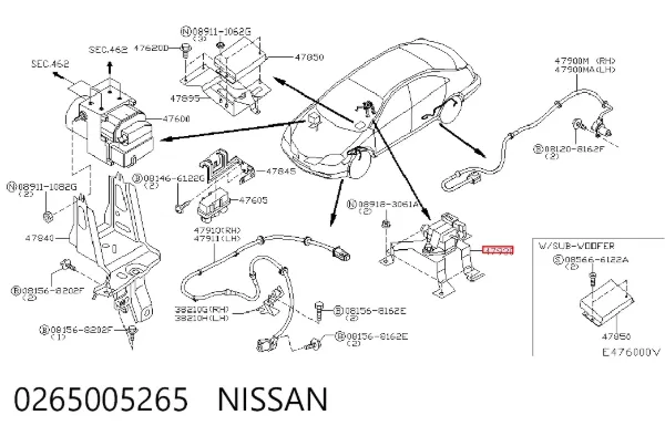 Czujnik przyśpieszenia poprzecznego (ESP) 0265005265 Nissan/Infiniti