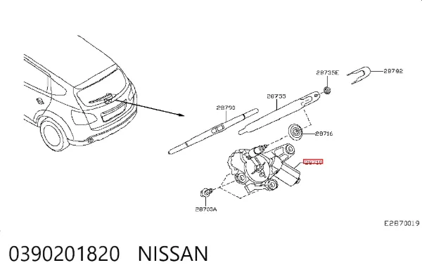 Silniczek wycieraczki tylnej szyby Nissan Qashqai +2 I