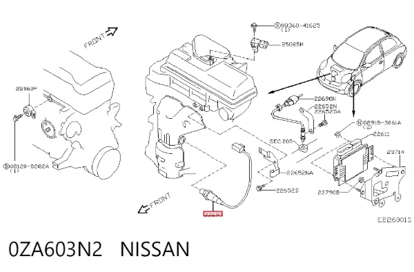 Sonda lambda czujnik tlenu przed katalizatorem 0ZA603N2 Nissan/Infiniti