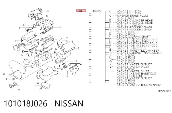 Zestaw uszczelek silnika pełny 101018J026 Nissan/Infiniti