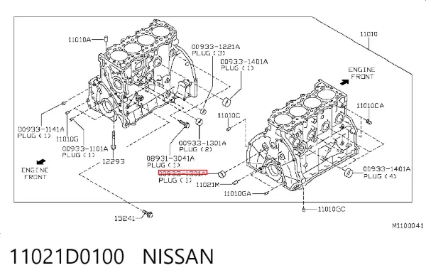 Zaślepka głowicy cylindrów/bloku cylindrów 11021D0100 Nissan/Infiniti