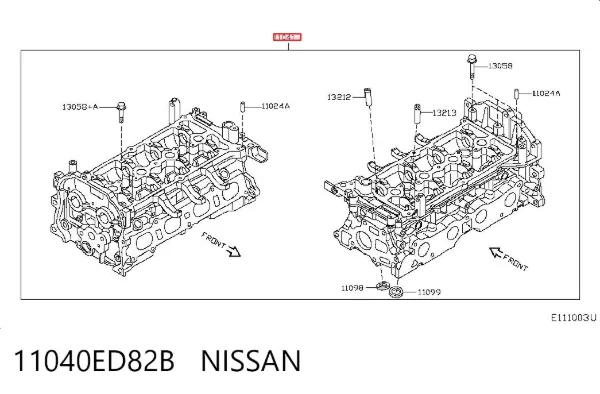 Głowica cylindrów 11040ED82B Nissan/Infiniti