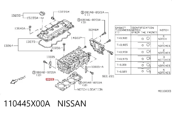 Uszczelka głowicy cylindrów 110445X00A Nissan/Infiniti