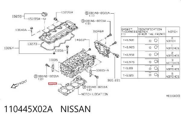Uszczelka głowicy cylindrów 110445X02A Nissan/Infiniti