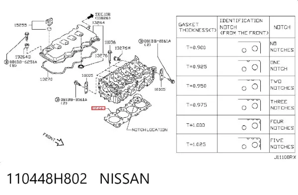 Uszczelka głowicy cylindrów 110448H802 Nissan/Infiniti