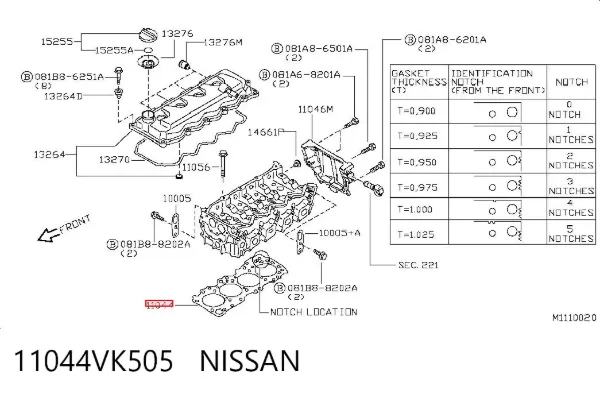 Uszczelka głowicy cylindrów 11044VK505 Nissan/Infiniti