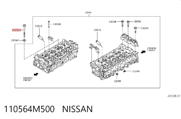 Śruba głowicy cylindrów 110564M500 Nissan/Infiniti