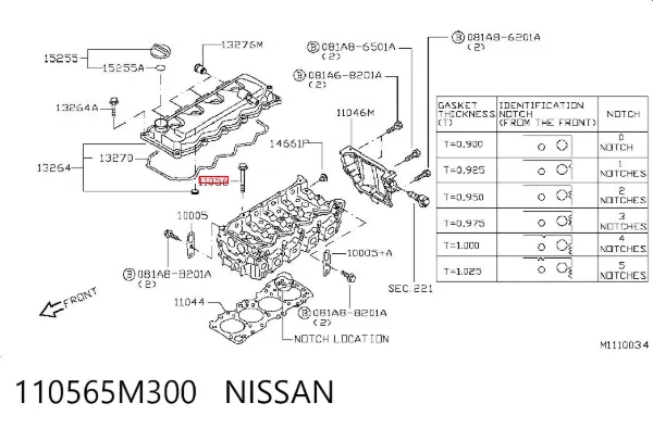 Śruba głowicy cylindrów 110565M300 Nissan/Infiniti