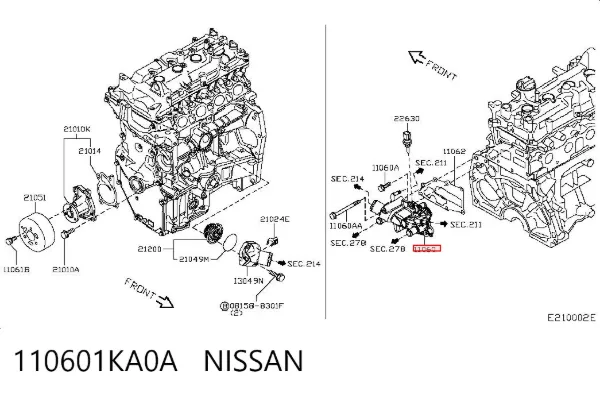 Kołnierz układu chłodzenia (trójnik) Nissan JUKE NMUK