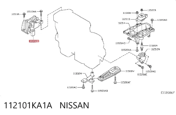 Poduszka (podpora) silnika prawa górna 112101KA1A Nissan/Infiniti