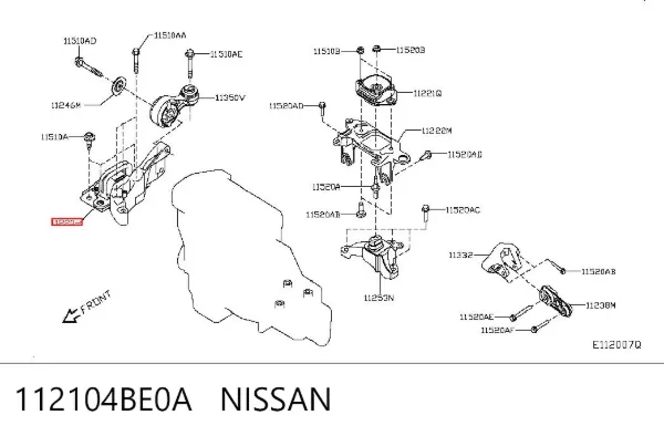 Poduszka (podpora) silnika prawy przednia 112104BE0A Nissan/Infiniti
