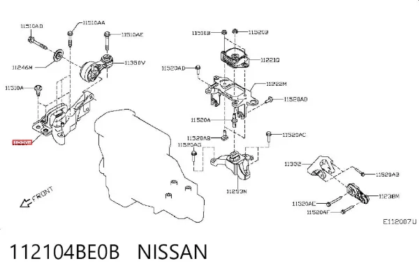 Poduszka (podpora) silnika prawy przednia 112104BE0B Nissan/Infiniti