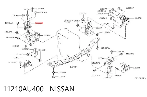 Poduszka (podpora) silnika prawa 11210AU400 Nissan/Infiniti