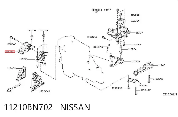 Poduszka (podpora) silnika prawa 11210BN702 Nissan/Infiniti
