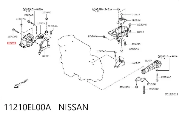 Poduszka (podpora) silnika prawa 11210EL00A Nissan/Infiniti