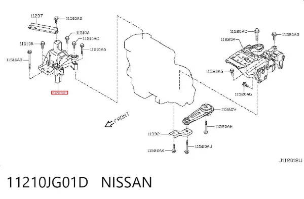 Poduszka (podpora) silnika prawa 11210JG01D Nissan/Infiniti