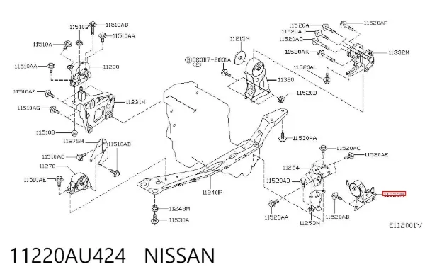 Poduszka (podpora) silnika lewa 11220AU424 Nissan/Infiniti