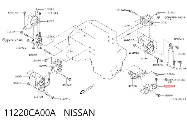 Poduszka (podpora) silnika lewa 11220CA00A Nissan/Infiniti