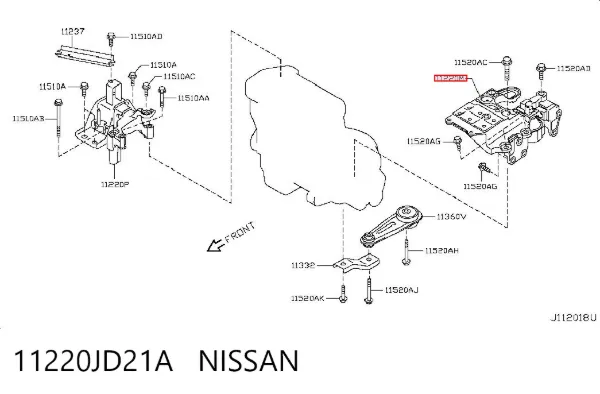 Poduszka (podpora) silnika tylna 11220JD21A Nissan/Infiniti