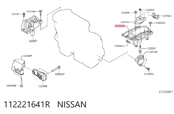 Wspornik lewej poduszki (podpory) silnika 112221641R Nissan/Infiniti