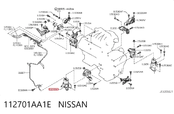 Poduszka (podpora) silnika przednia 112701AA1E Nissan/Infiniti