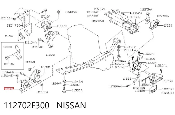 Poduszka (podpora) silnika przednia 112702F300 Nissan/Infiniti