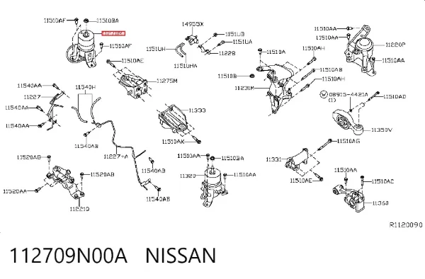Poduszka (podpora) silnika przednia 112709N00A Nissan/Infiniti