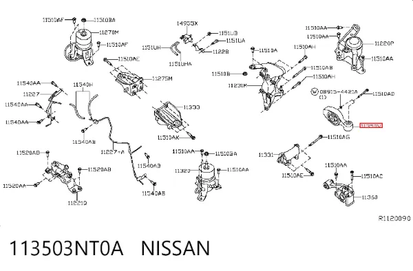 Poduszka (podpora) silnika górna 113503NT0A Nissan/Infiniti
