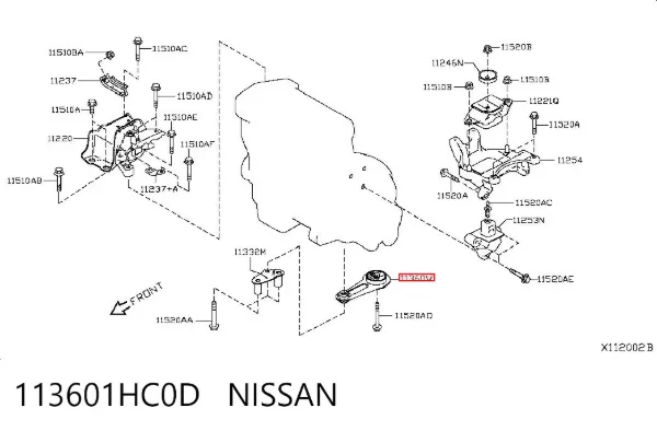 Silentblock przedniego wahacza dolnego 113601HC0D Nissan/Infiniti
